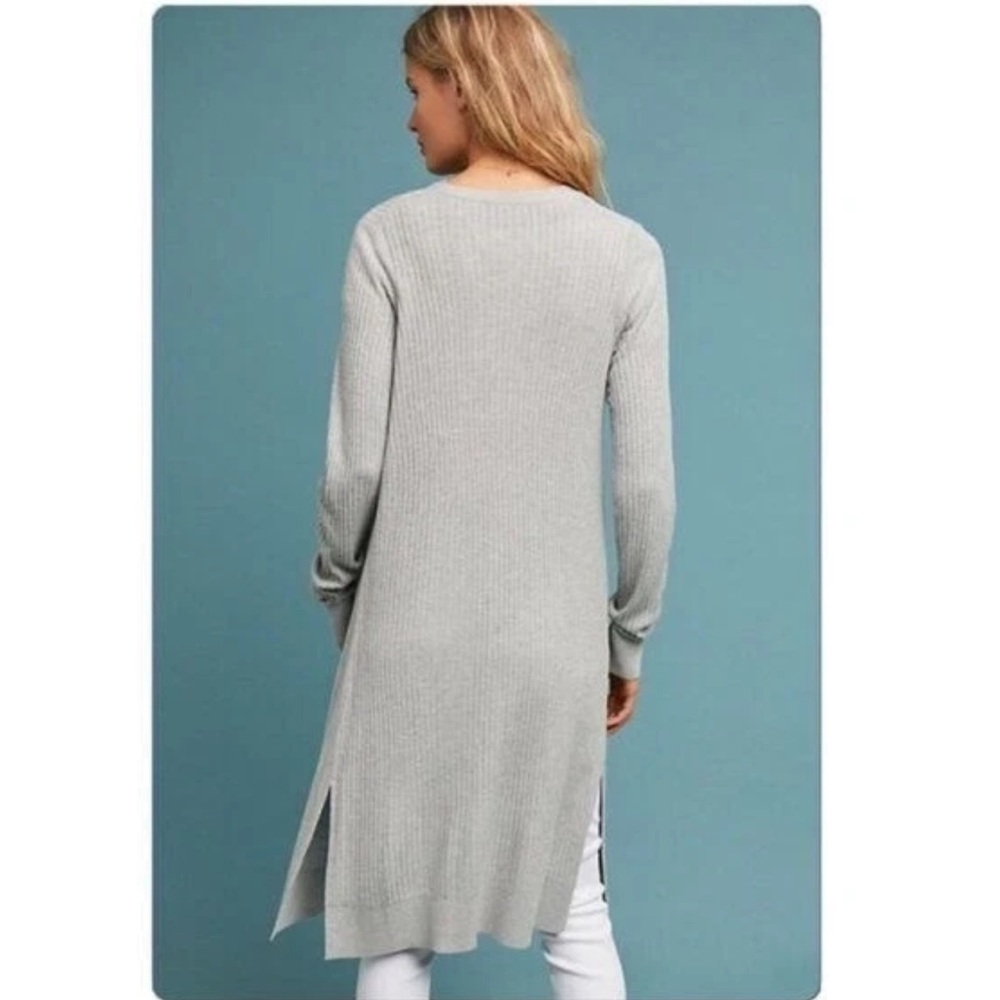 Anthropologie Meadow Rue Gray Cali Ribbed Button-Down Midi Cardigan Sweater XL - Picture 5 of 11